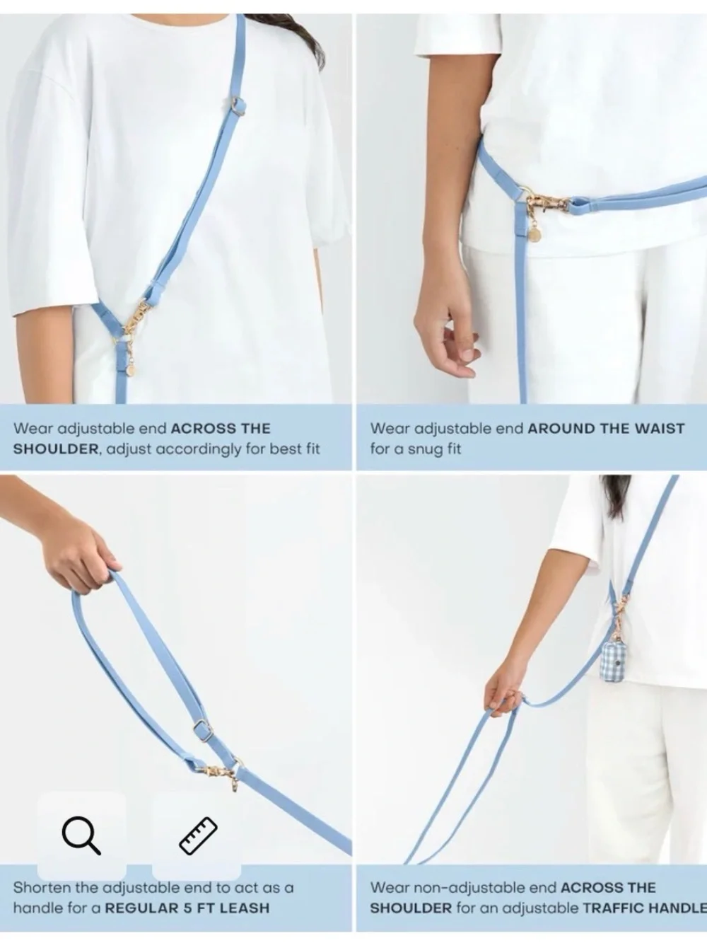 Sunnytails Pistachio Green 4-in-1 Convertible Hands-Free Leash Set